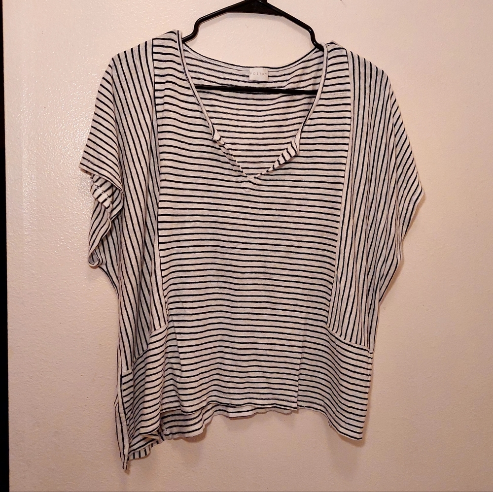 Poetry Boho Oversized V Neck Short Sleeve Tee